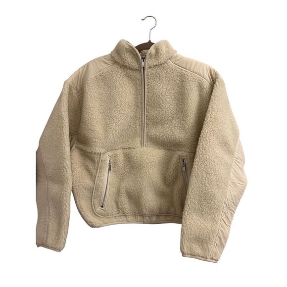NWT Madewell Faux Shearling Half-Zip Pullover in Ecru size S - Picture 4 of 14
